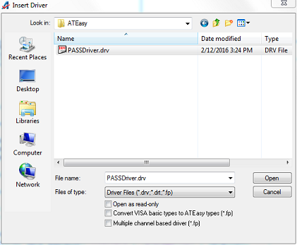 Select the driver file to add to the System
